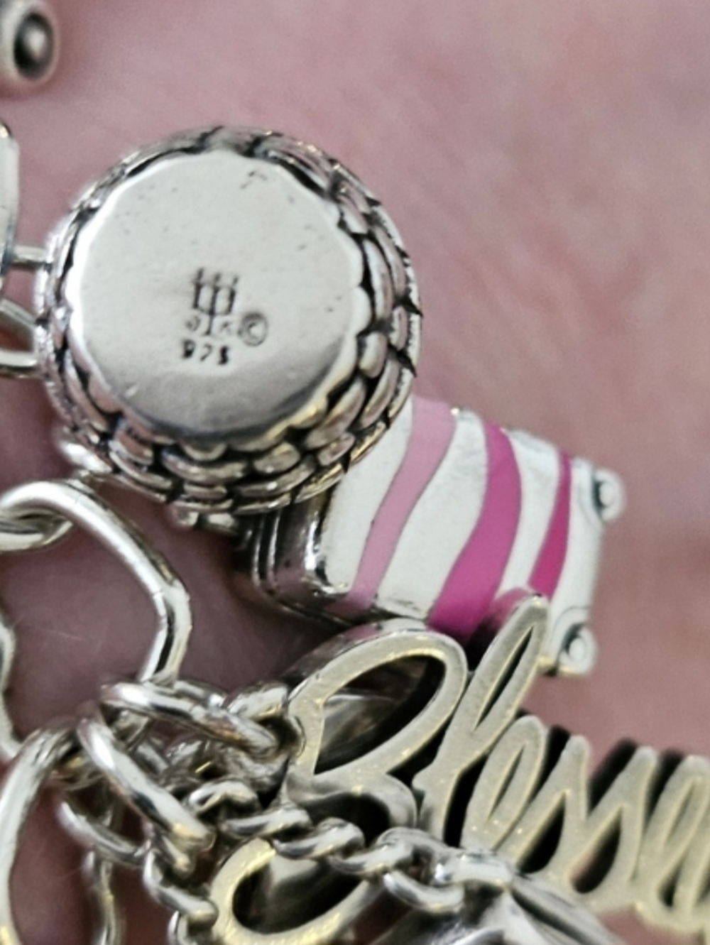 James Avery Silver Basket Charm with Black, Pink, Yellow, Blue Accents - Picture 2 of 2